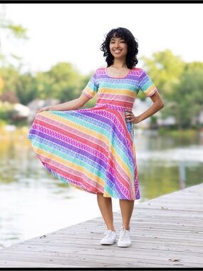 NEW Women’s Small Svaha USA Twirl Dress, 👗 STEAM Rainbow